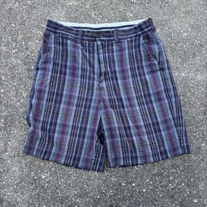Vintage Polo Ralph Lauren Prospect Shorts Men 34 Pink Blue Plaid Pockets Classic